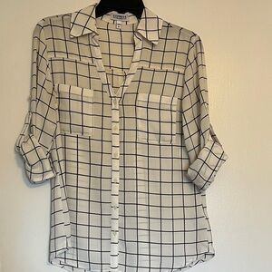 Express Black and White Grid Portofino Shirt